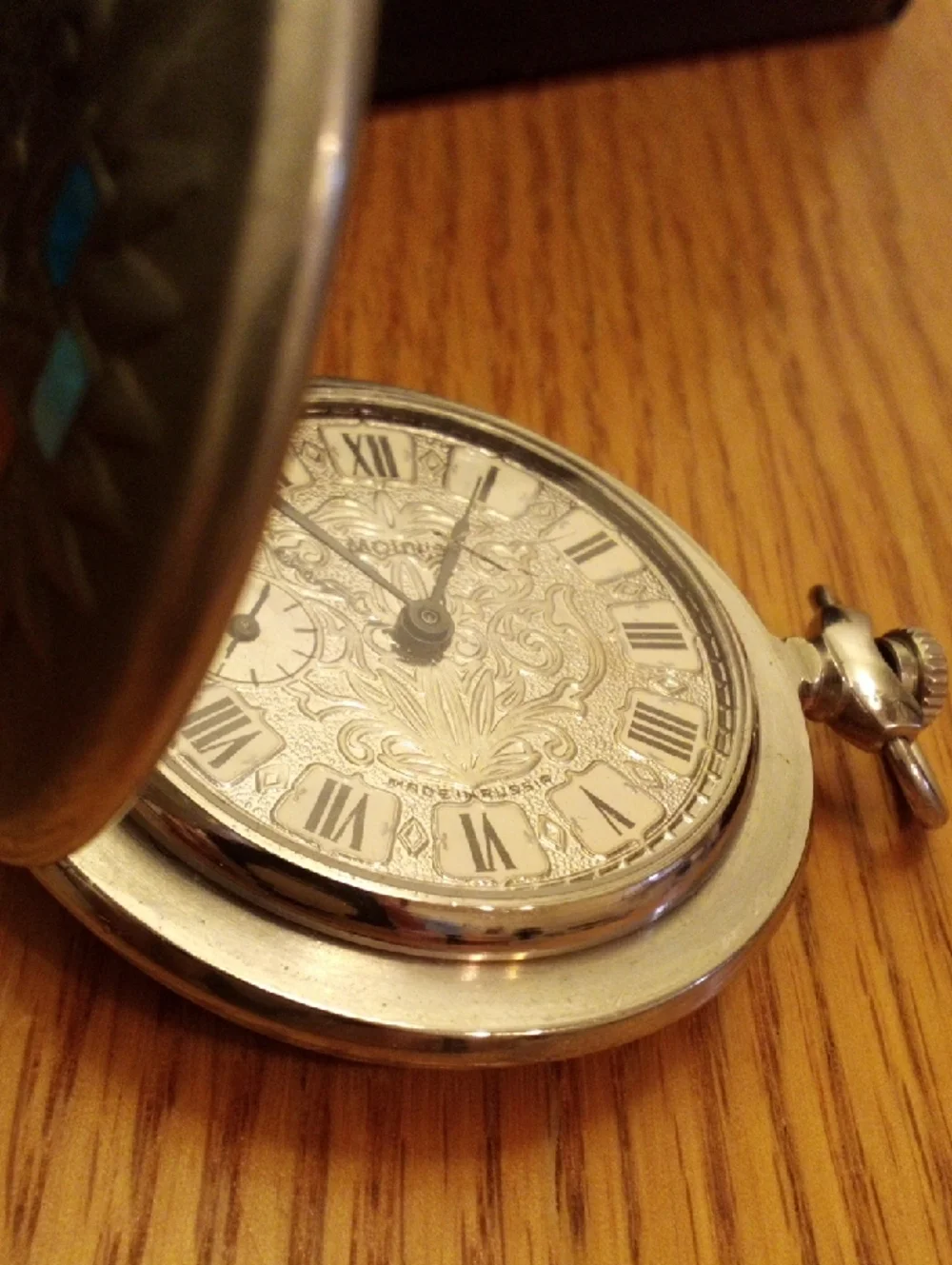Russian Pocket Watch with Color Inlay - Bronze Tone